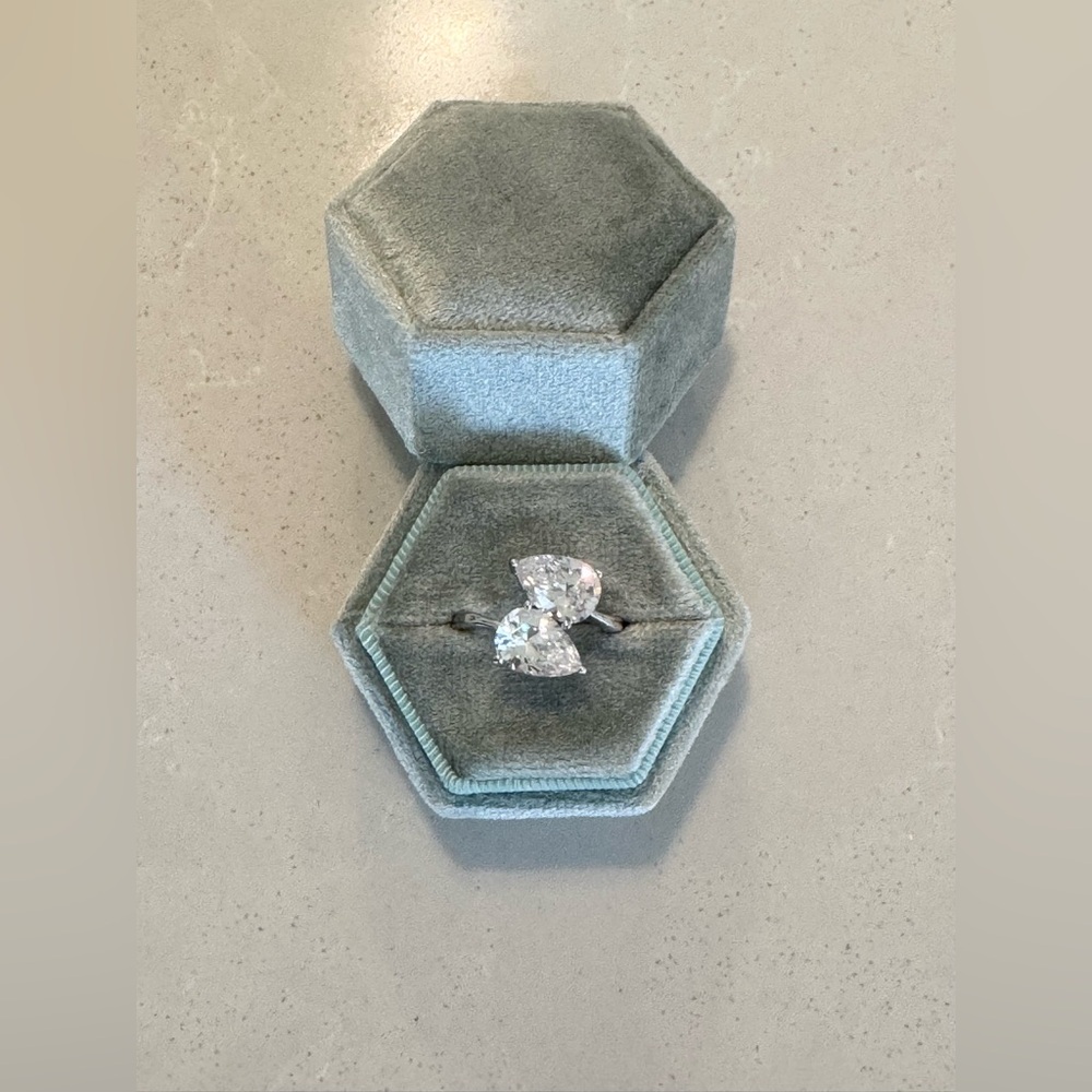 Rhod over Sterling Silver DIA simulant ring